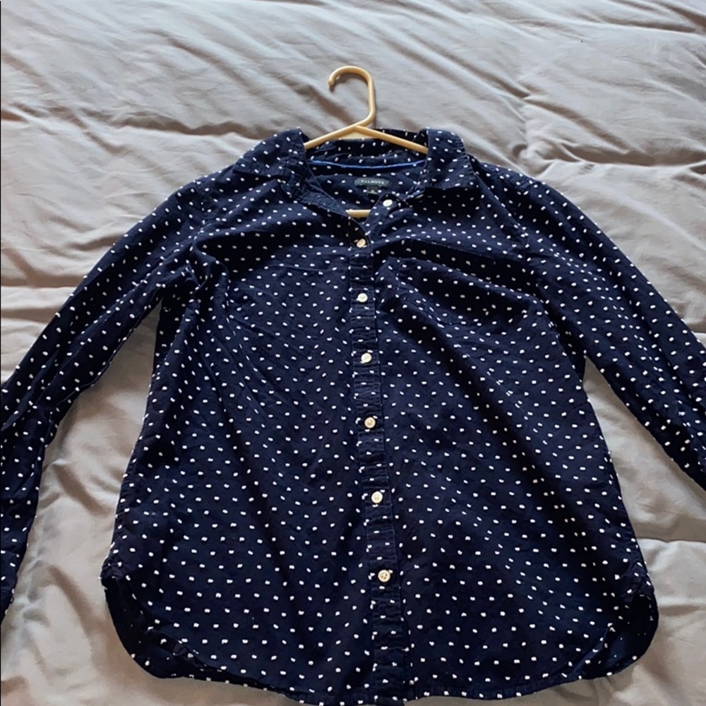 Navy Talbots Swiss dot button up